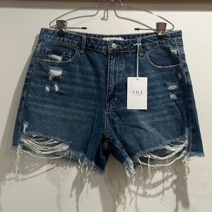 Winnie High Rise Distressed Denim Shorts
